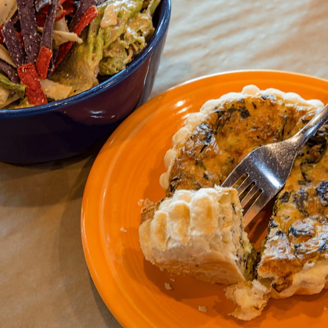 Quiche & Cafe Soup or Salad.